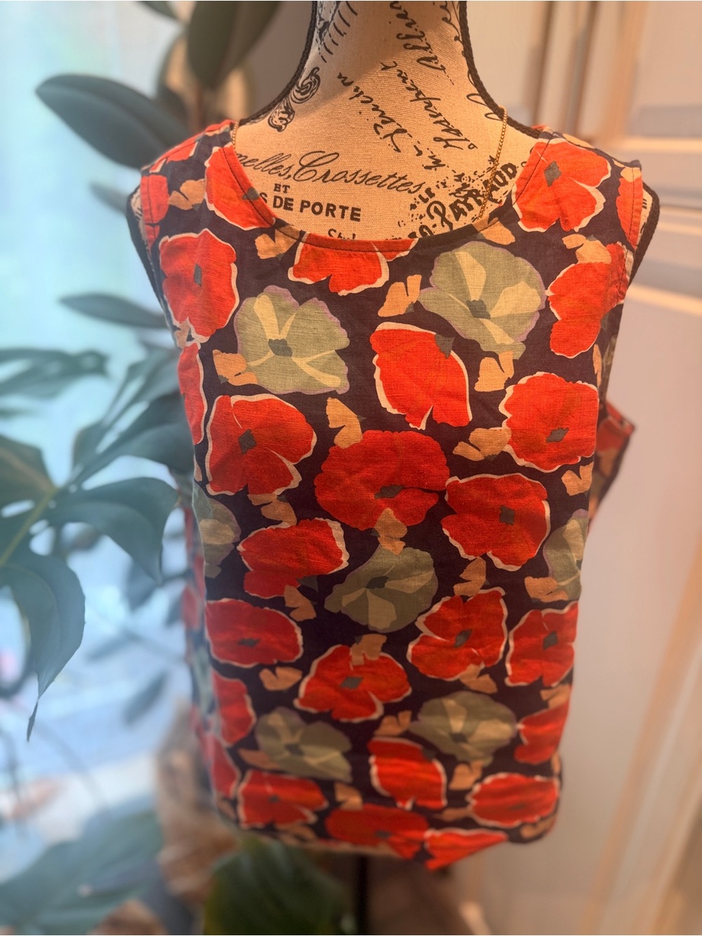 Seasalt Cornwall Sleeveless Floral 100%Linen Top
